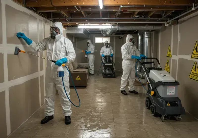 Basement Moisture Removal and Structural Drying process in El Rancho, NM